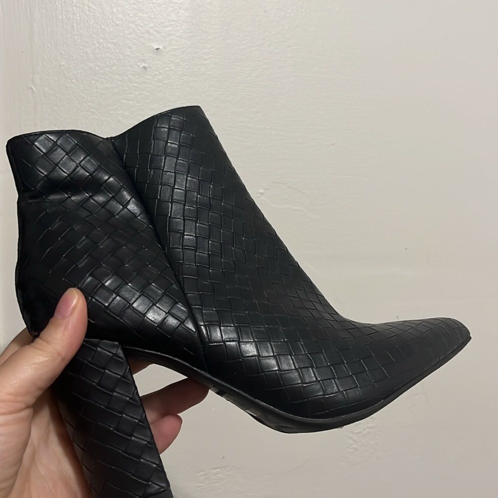 Black Woven Ankle Boots